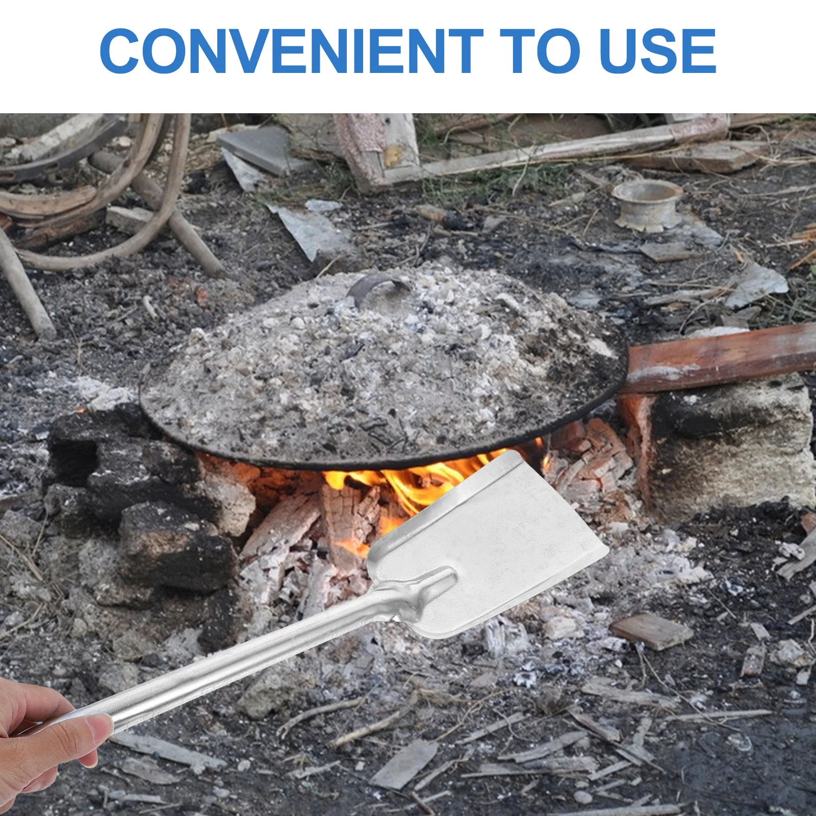 Pala gruesa para cenizas de carbón, pala ligera de hierro de alta calidad con mango largo para chimenea, pala para limpieza de cenizas para el hogar, práctica
