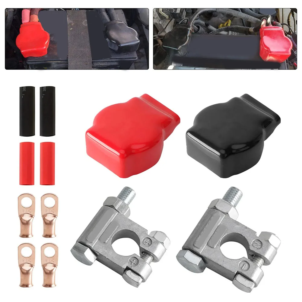 

Battery Terminal Top Post Positive Negative Connector And Protector Battery Terminal Cover Cap Kit For Car Boat RV Vehicles