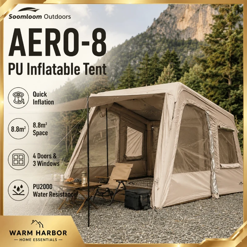 Soomloom 8.8㎡ Automatic Inflatable Camping Tent Foldable Rainproof Windproof Overnight Shelter For Outdoor Camping Hiking Travel