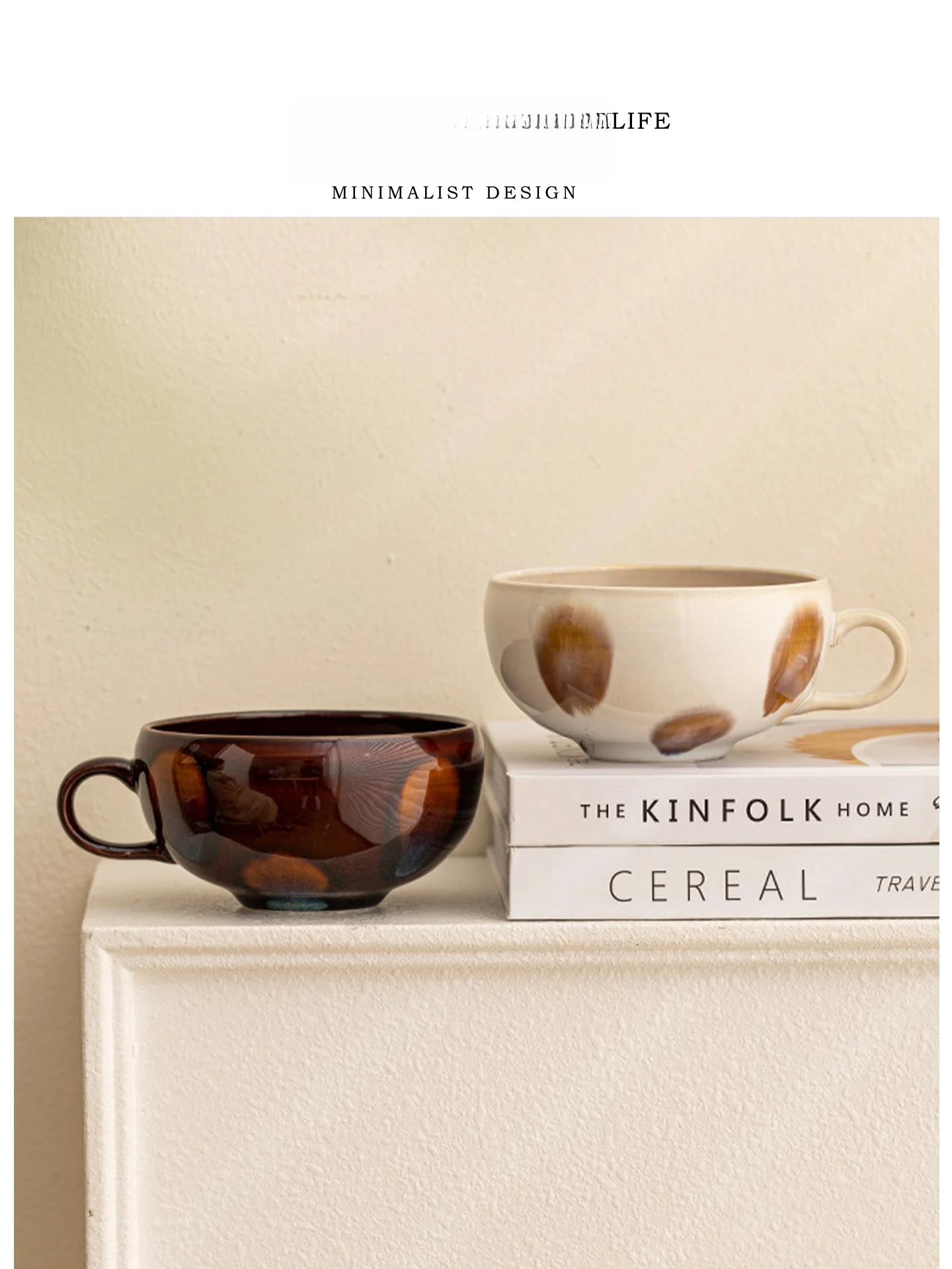 

Tlife Japanese Sle Cerc Wide-Mouth Chestnut Soup Mug Home Use Breakfast Mug Diwaer Se Single Handle Mug