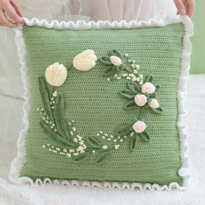 Handmade crochet embroidered pillowcase, cushion bag, sofa supplies, soft, comfortable, and beautiful decoration