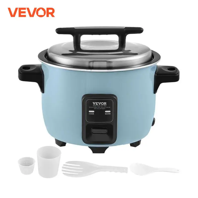Olla arrocera comercial VEVOR, olla arrocera de 40 tazas, olla arrocera grande de 8 litros y calentador con olla interior antiadherente, cocción rápida y mantenimiento del calor durante 24 horas, con taza y paleta para