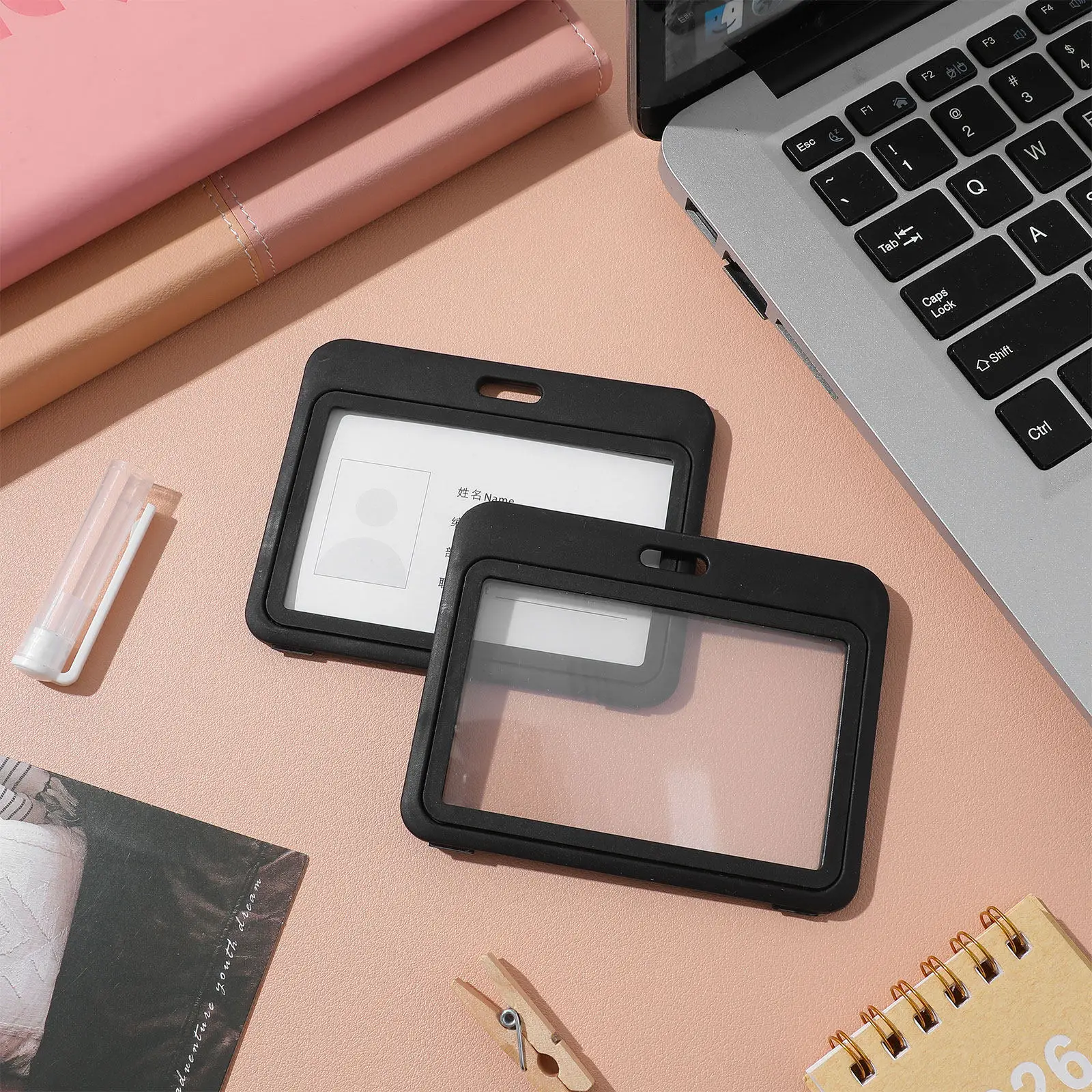 Sturdy Horizontal Plastic Id Card Holder Transparent Strong Protection for Credit Access Nurse Conference Badge Work Card Sleeve