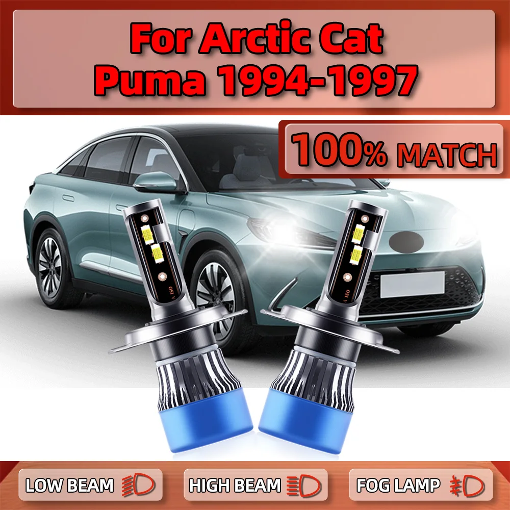 H4 LED Headlight Bulbs 120W 20000LM Auto Headlamps 6000K White 12V Turbo Auto Lamps For Arctic Cat Puma 1994 1995 1996 1997