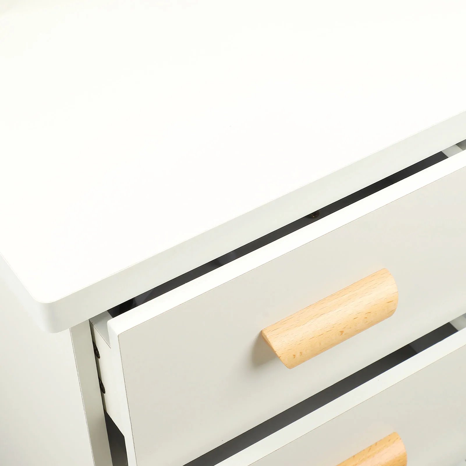 Toaletka Nowoczesna Stolik do Makijażu Wielofunkcyjne Lustro z Oświetleniem Łatwy Montaż Wyściełany Stołek z Szufladami Półki do Sypialni