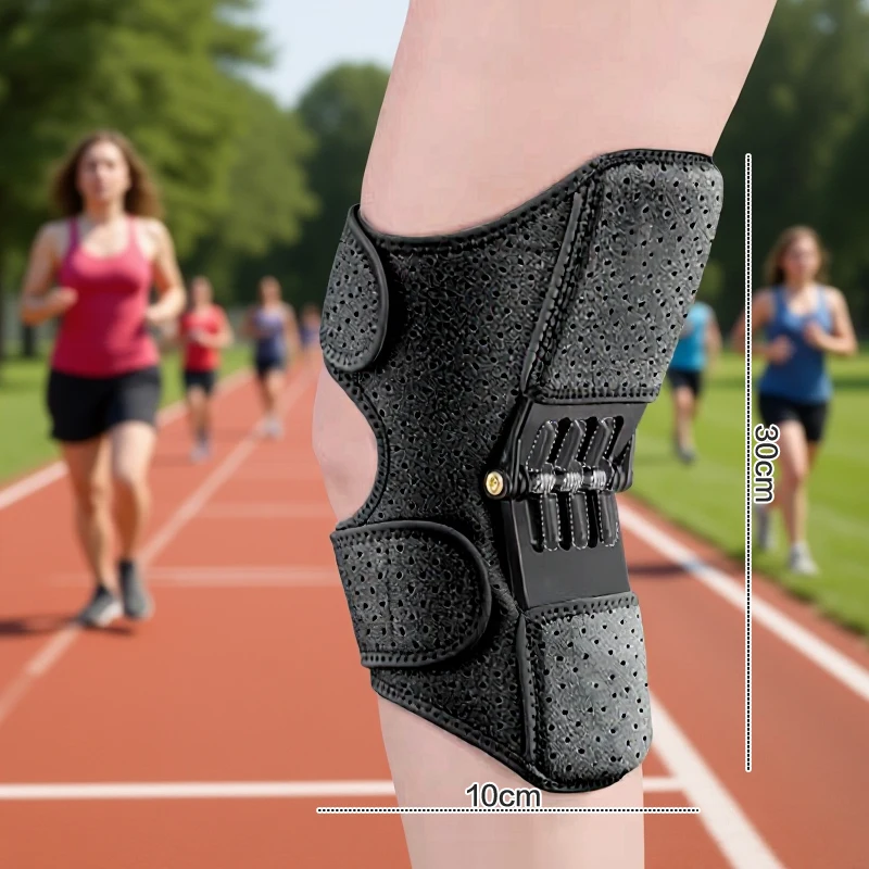 Potenti molle di rimbalzo Ginocchio Booster Dispositivo di assistenza al ginocchio traspirante antiscivolo Stabilizzatore a molla regolabile Supporto per articolazione