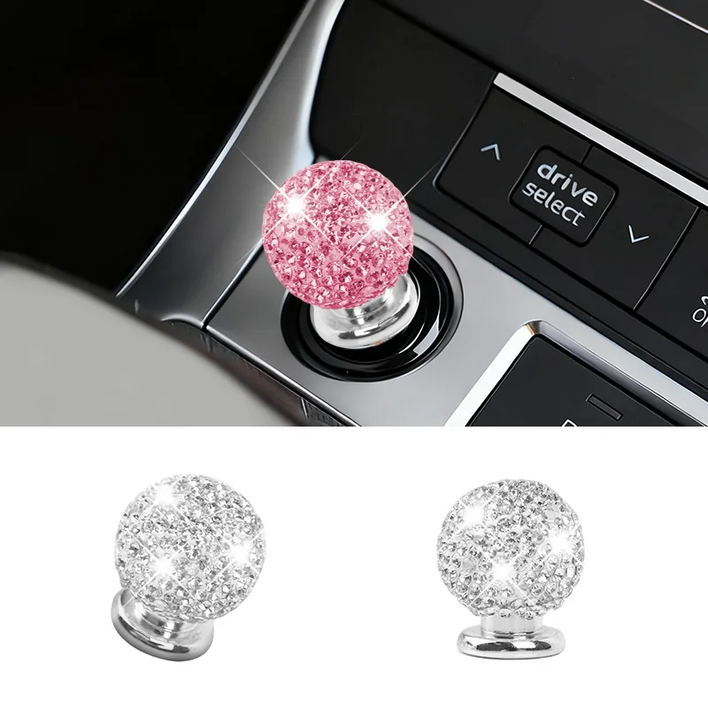 1PCS New Diamond Inlaid Style Round Ball One Key Start Ring Sticker Universal Start Decoration Ring Car Ignition Button Cove