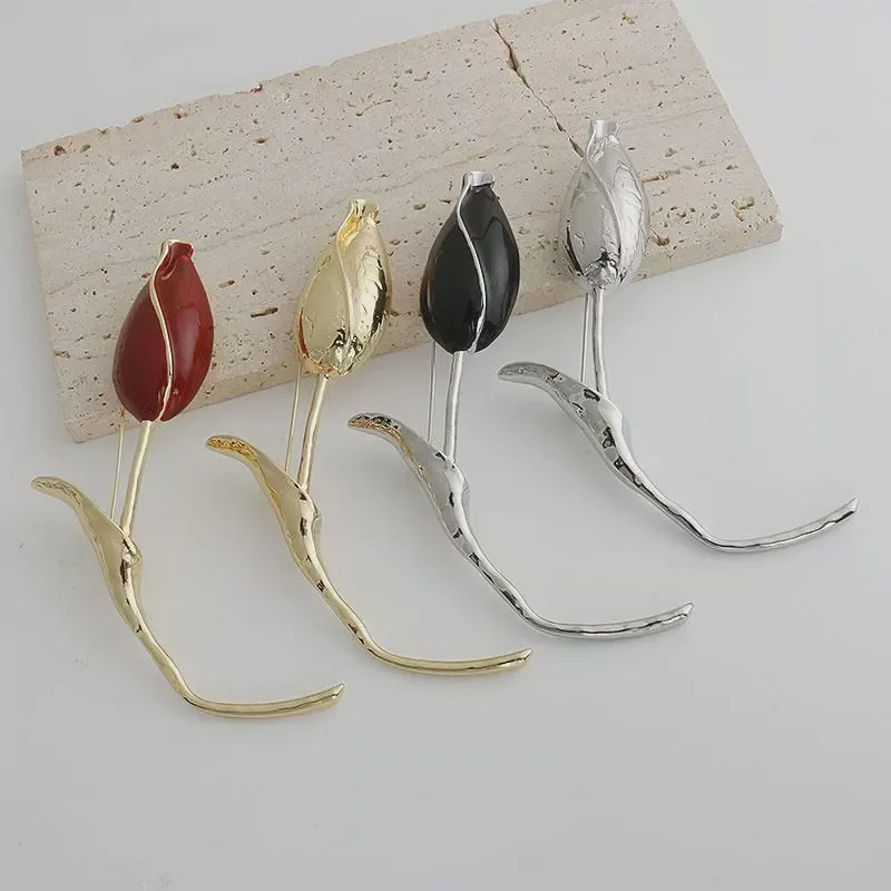 

Luxury Tulip Brooch Pin - Enamel Flower Bud Lapel Pin for Coats, Shawls & Blazer Accessory Gift