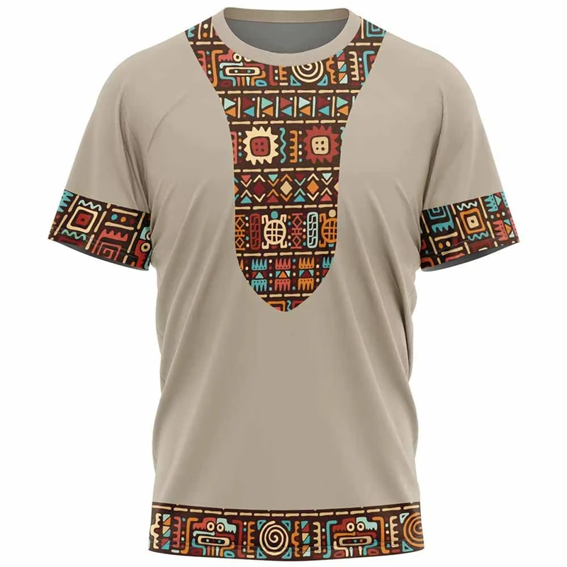 Retro Ethnic Style T Shirts For Men Summer Fashion Short Sleeve 3D Printed T-shirts Casual Streetwear Oversized T Shirts