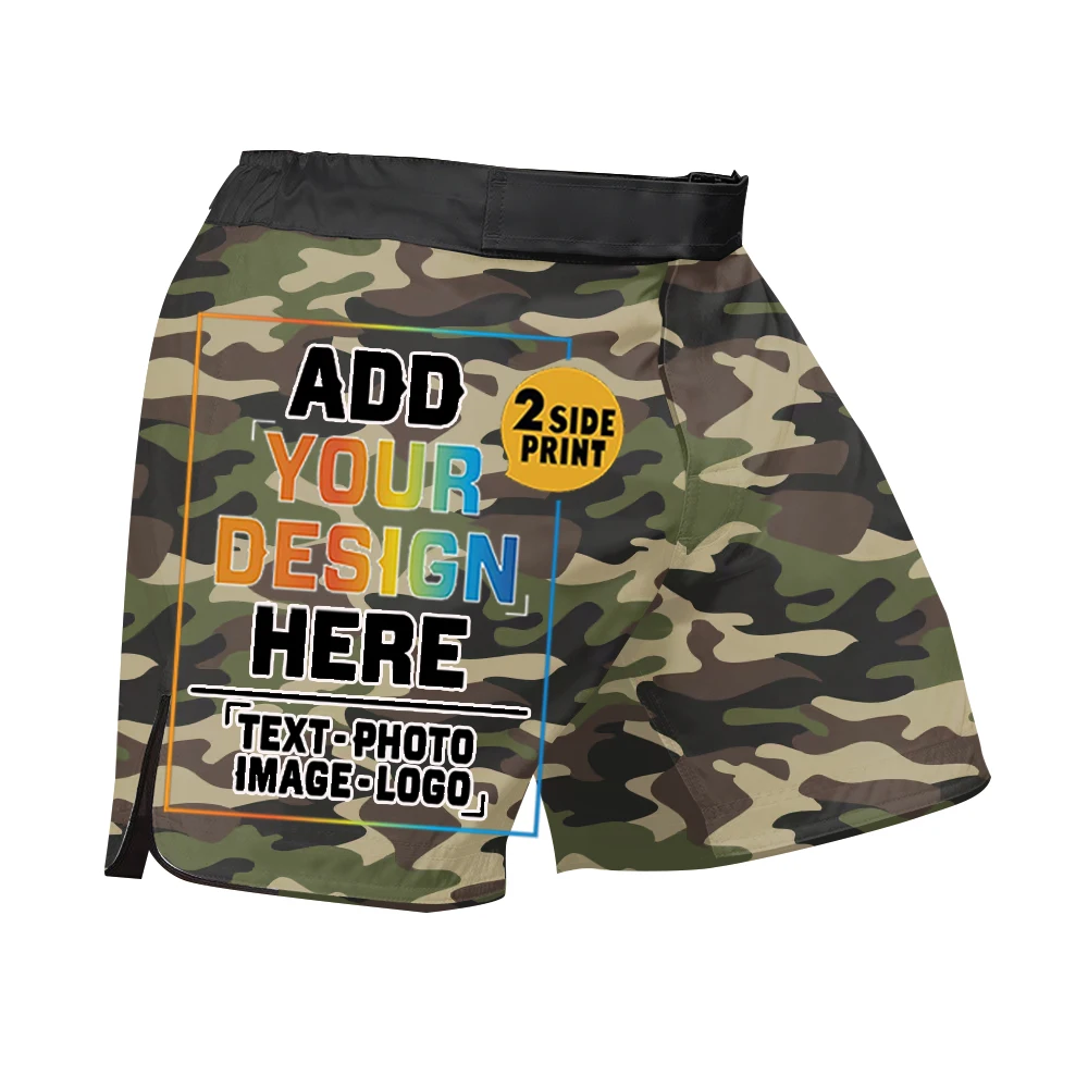 Customized men's boxing shorts, MMA BJJ， Children and teenagers Jiu Jitsu fitness combat camouflage shorts