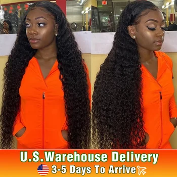 40inch Water Wave Curly Lace Frontal Wigs 13x4 13x6 HD Deep Wave Lace Frontal Wig 360 Full Human Hair Wigs For Women On Sale