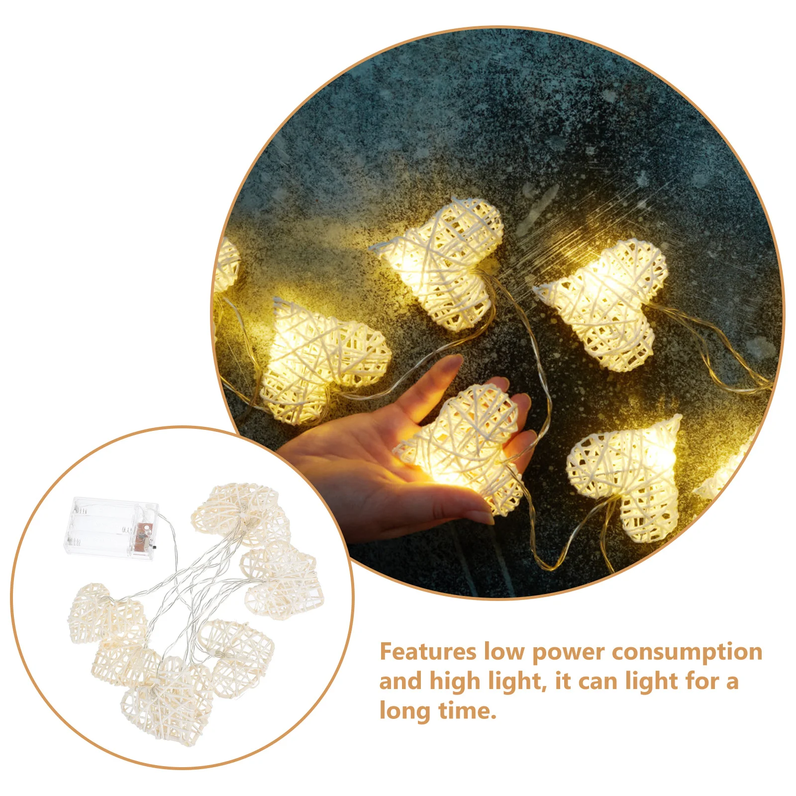 

1.2M Heart Shaped Led String Lights Warm White For Wedding Party Decor, Bedroom Hotel Stage Club Decoration, String Light