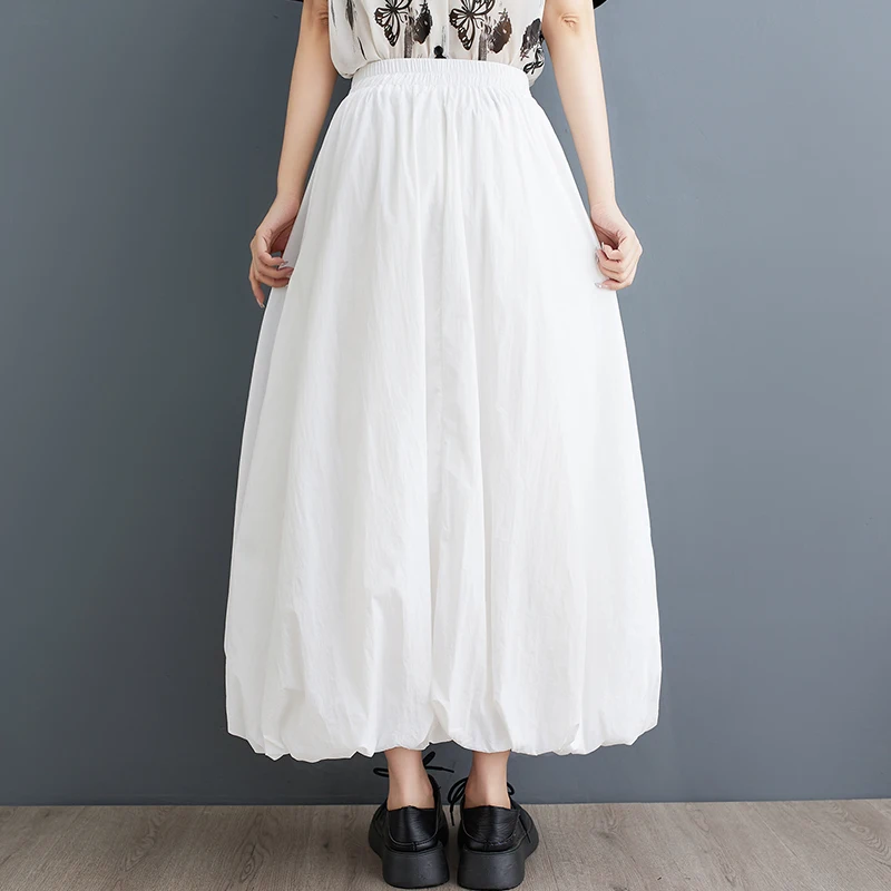 Ele Hoge Taille Midi A-lijn Rok Dames Lente Zomer 2024 Gezwollen Rok F-Lengte Rok Pendelen Sle Plooirok