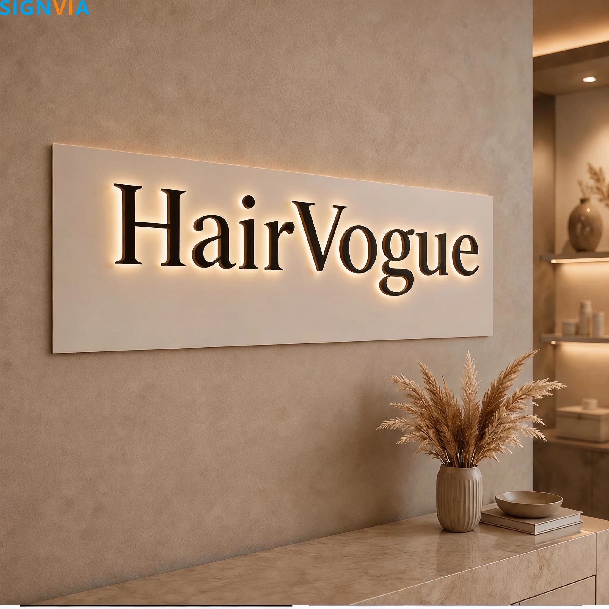 Custom 3D LED Backlit Sign,HairVogue,Personalized Acrylic Wall Decor,Name Light,Home Office Wedding Business Logo Sign