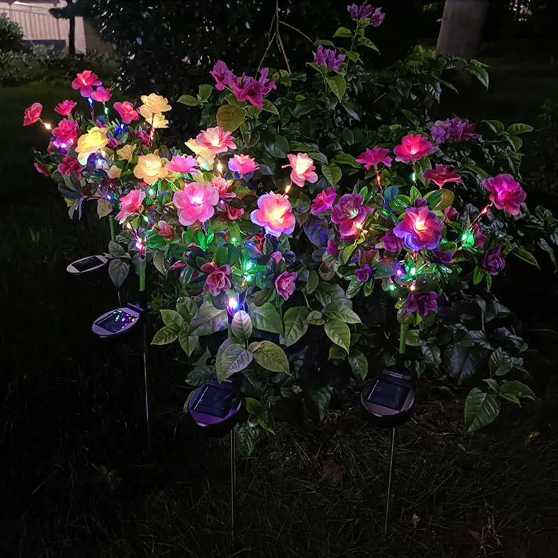 

2023 Christmas Simulation Azalea LED Solar Lights Waterproof Outdoor Garden Lawn Lamps Party House Decoration Night Light 061