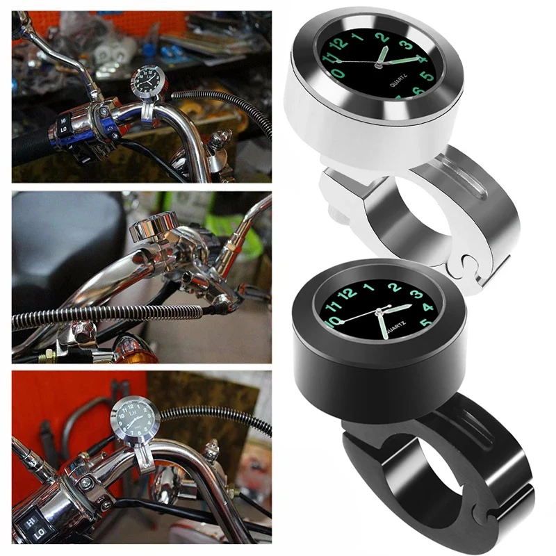 

Universal Motorcycle Handlebar Clock Waterproof Aluminum Alloy Luminous Moto Bicycle Scooter Headlebar Night Vision Clock22-25mm