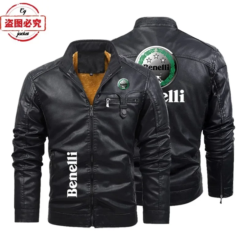 

Мотокуртка Benelli из искусственной кожи с логотипом, европейский размер, однотонная, мужская, командная униформа