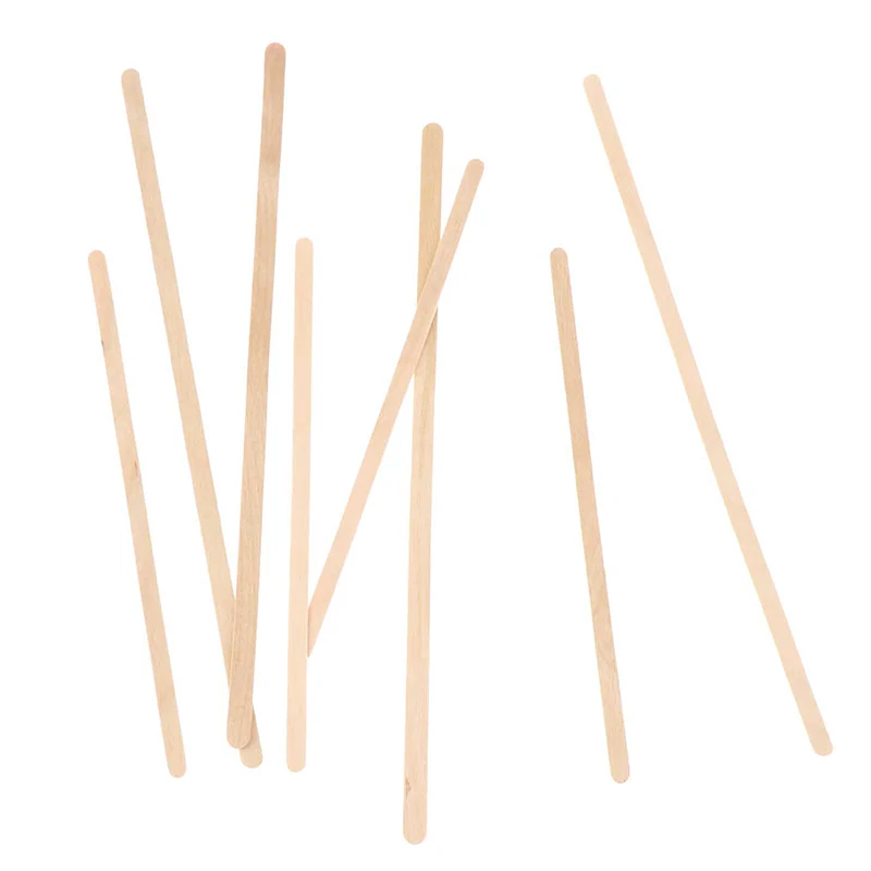 50pcs Dessert Disposable Wooden Coffee Stirrers Hot Cold Drinking Stirring Stick Beverage Cafe