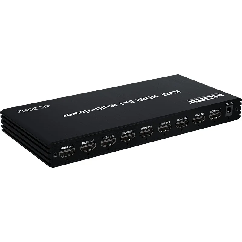 4K HDMI KVM Multiviewer Switch 8 in 1 Out KVM HDMI USB Screen Multi Viewer Seamless 8x1 Multiplexer for 8 PC Share Monitor Mouse