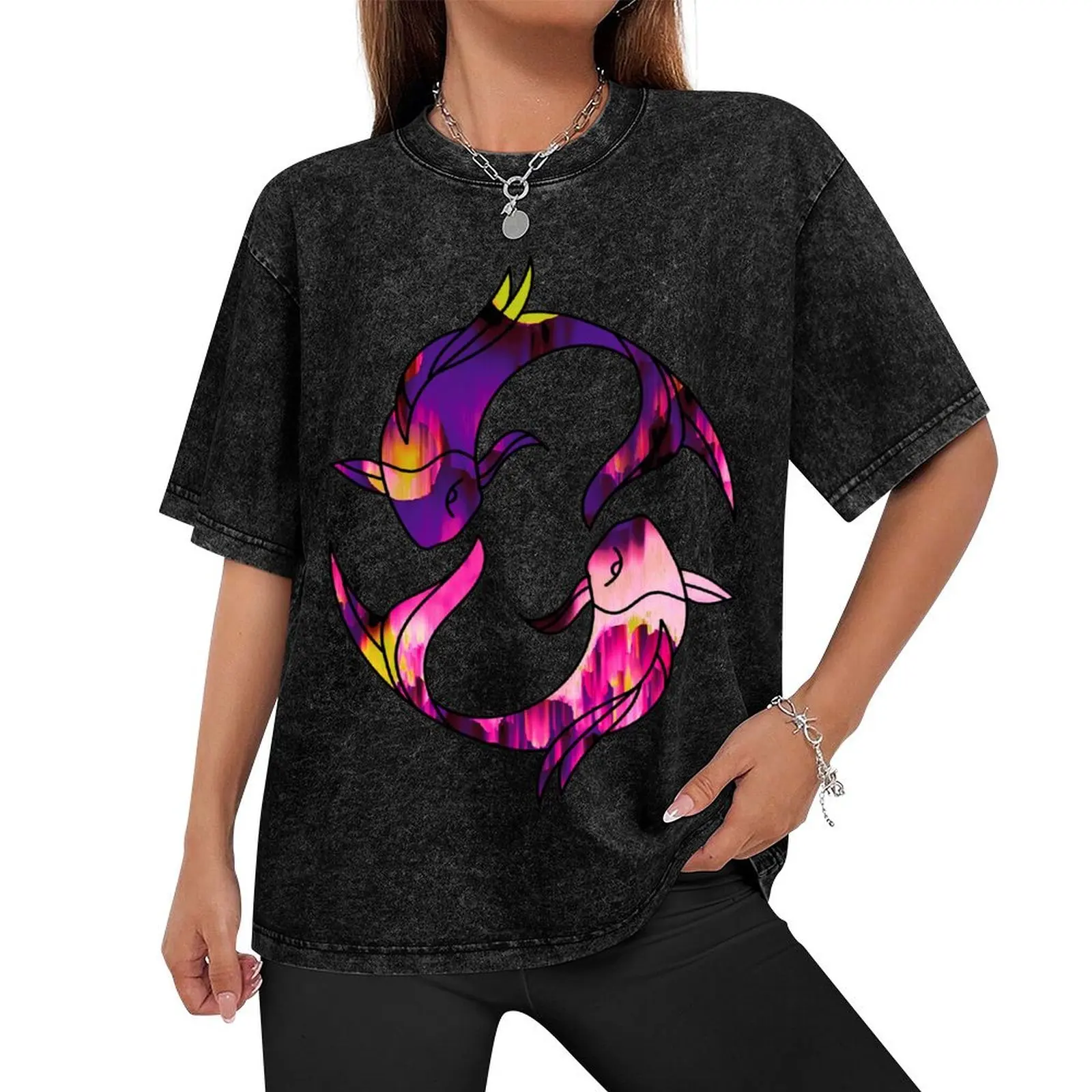 Koi Fish Trippy Glitch Art Psychedelic Glitchcore T-Shirt graphic t shirt vintage T-shirts oversize heavyweight t shirts for men