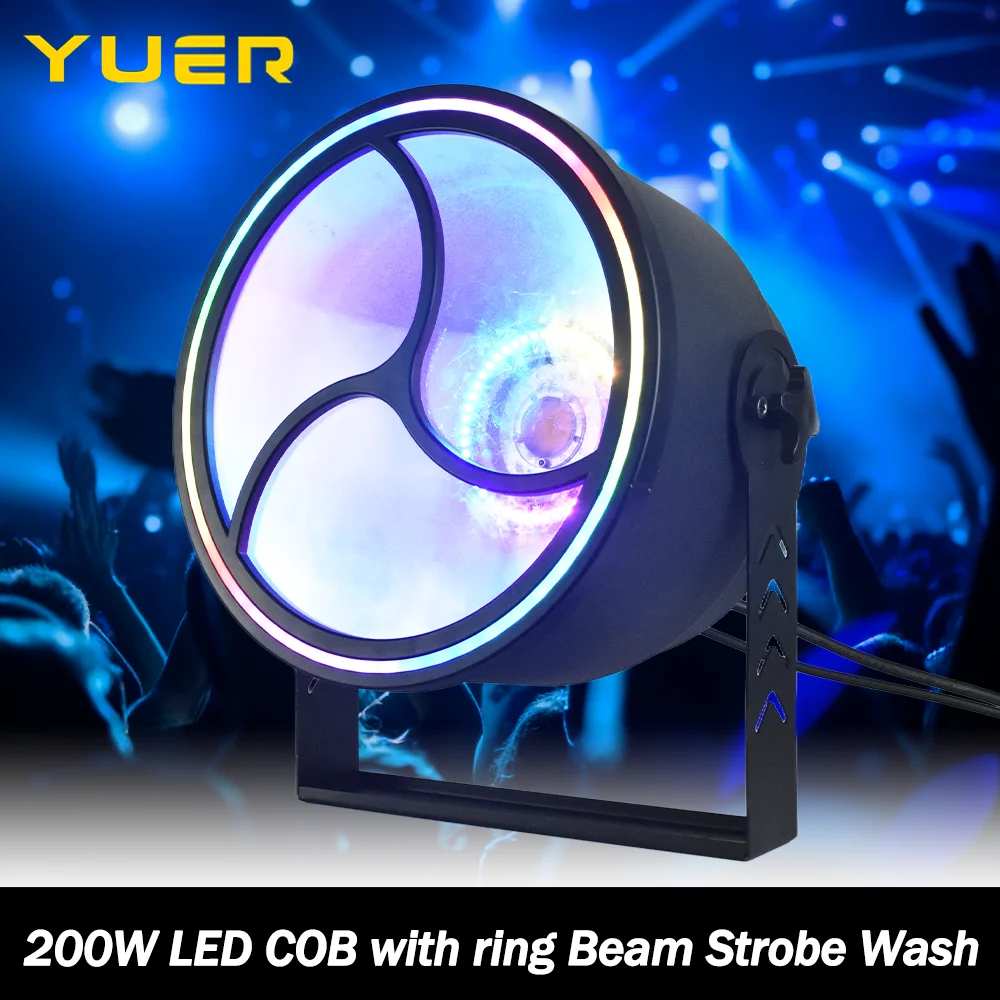 200W LED COB Hybrid Utility Fixture Retro Light with ring Beam Strobe Wash effect Stage Light DMX512 for KTV DJ Disco Party bar