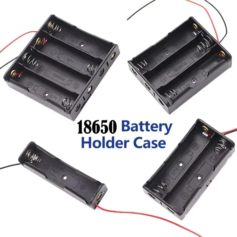 18650 Battery Holder Box 1 Slot 3.7V Battery Storage Case 1/2 Cell Plastic Container with Connect Black Red Wires