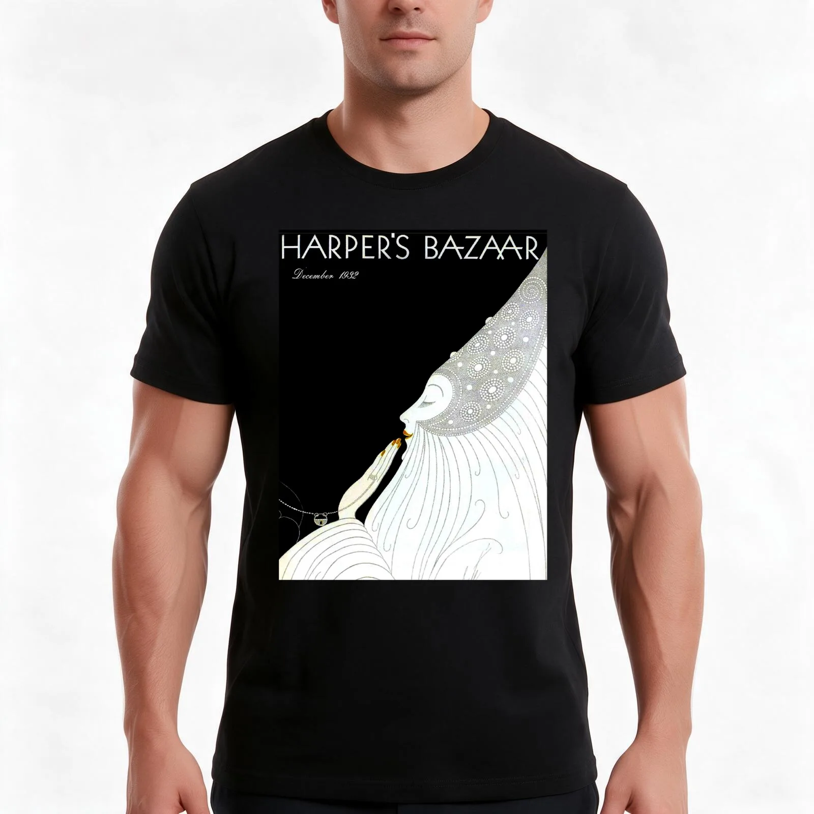 HARPERS BAZAAR : Vintage 1932 Magazine Advertising Print T-Shirt Summer Casual Cotton Tee Oversized Streetwear Tops
