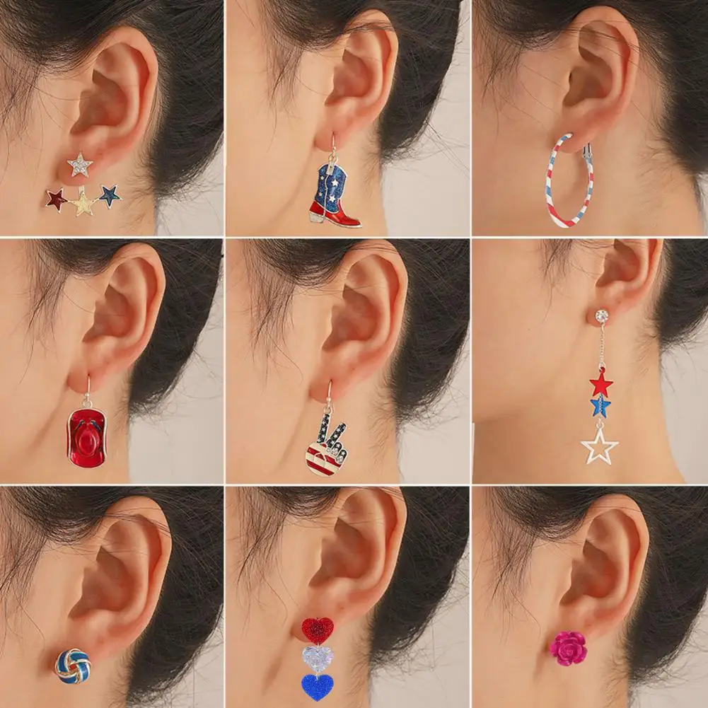 1 Pair Delicate Earrings Charming Dangle Earrings Painless Wearing Patriotic Dangle Drop Stud Earrings  Daily Wear