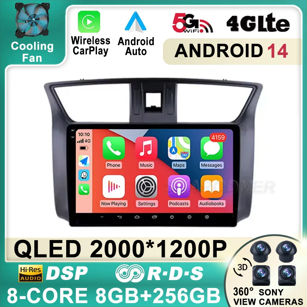 

Car Android 14 For Nissan Sylphy Sentra B17 2012 - 2017 Auto 5G wifi Radio Stereo Multimedia Player GPS Navigation QLED Screen