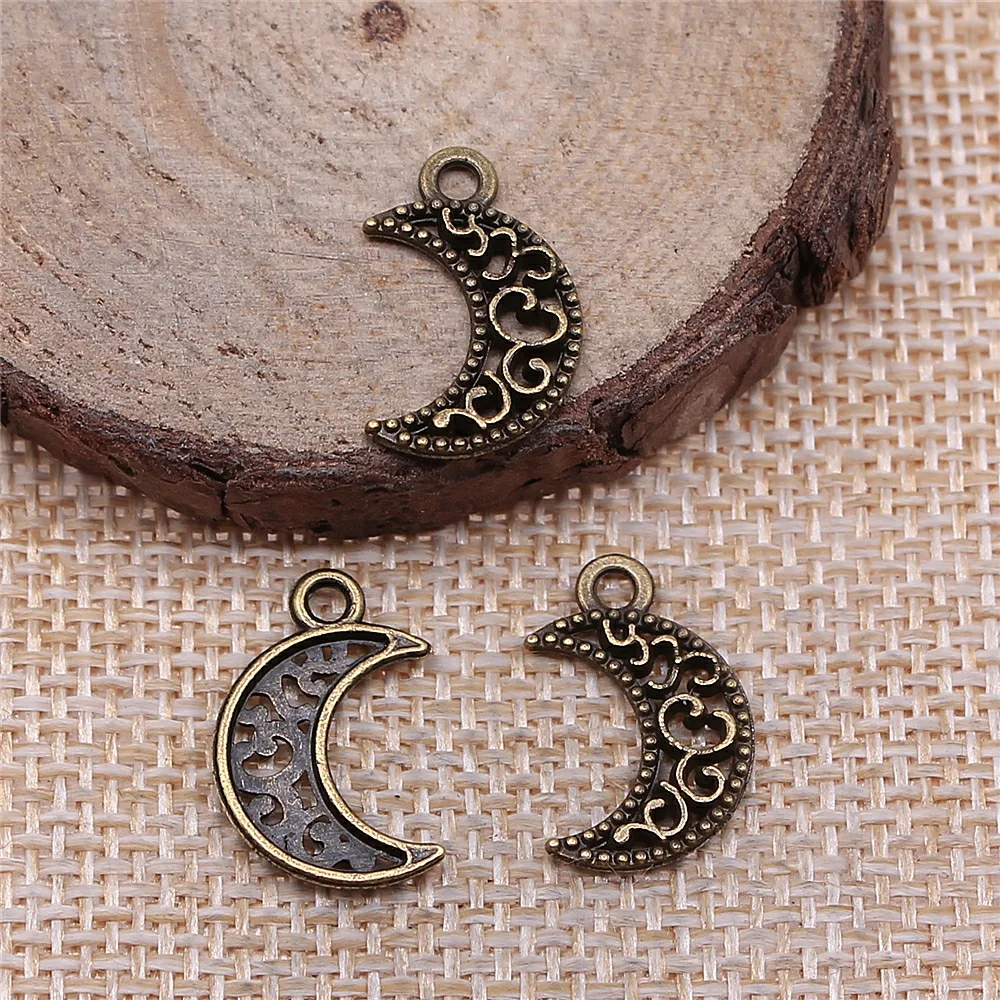WYSIWYG 20pcs 17x11mm Carved Crescent Moon Charms Vintage Antique Silver Color Moon Carved Charms image 5