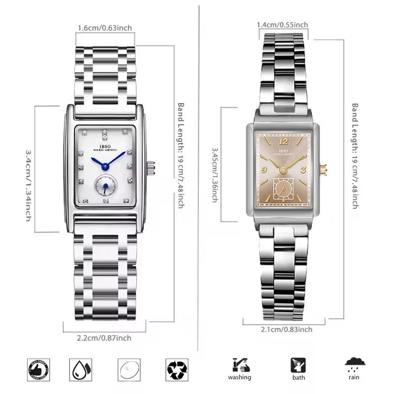 Fashion Women Rectangular Watch Golden Steel Waterproof Hand Clock Female Gifts Original Luxury Brand Ladies Wristwatch Silver