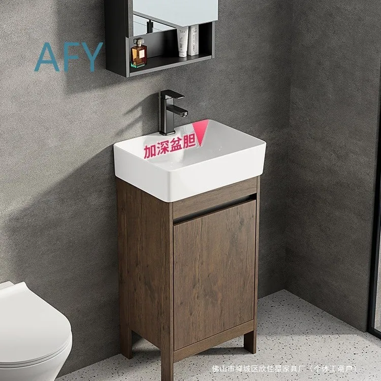 Ultra-Narrow Floor-to-Ceiling Wash Basin Cabinet for Small Apartment Bathroom Space Saving Aluminum Vanity Combo with Toilet