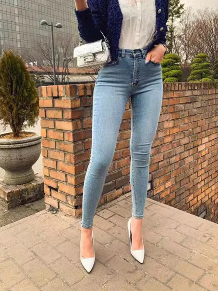 Sexy Jeans Women Denim Skinny Pants High Waist Stretch Lady Jeans Slim Pockets Button Pencil Jeans Women Casual Pants Streetwear