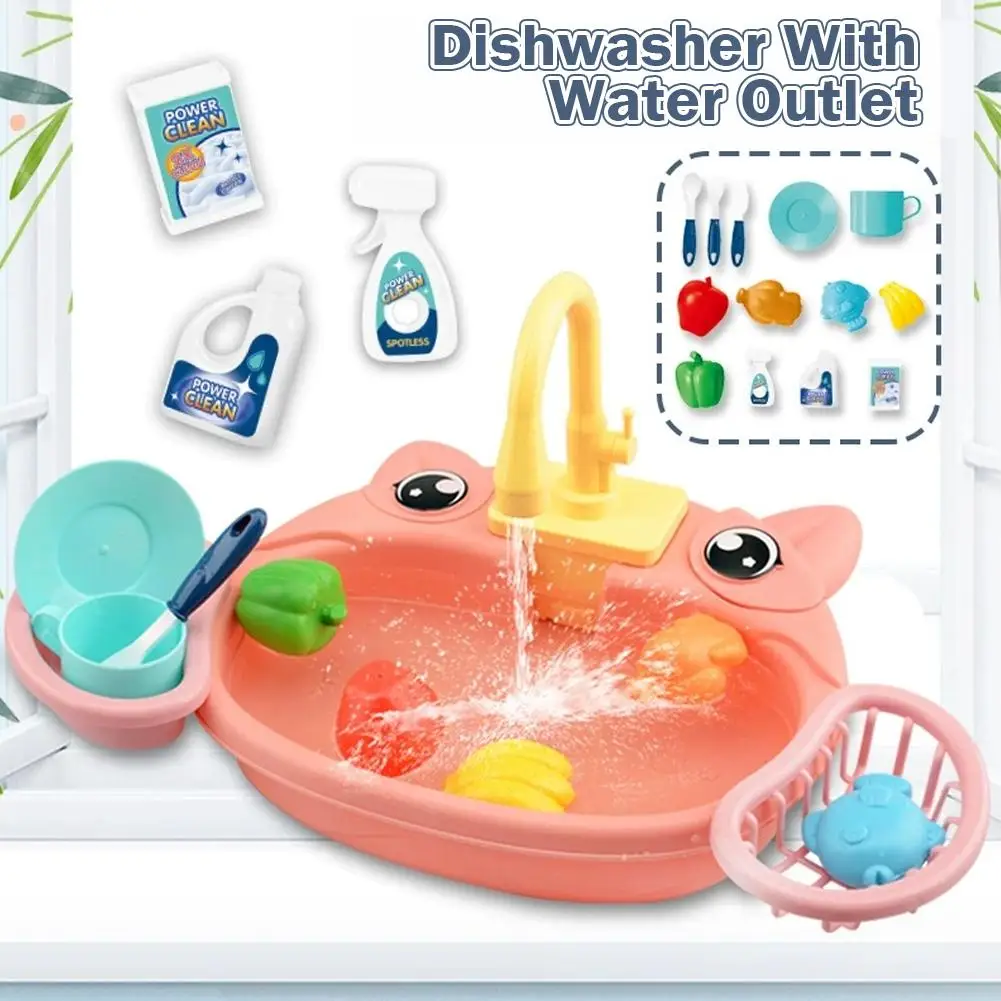 

NEW Dishwasher Kitchen Sink Toys, Toddler Kitchen Sink Toy Electric Playing Automatic Water Cycle System Toy Gifts for Kids ﻿