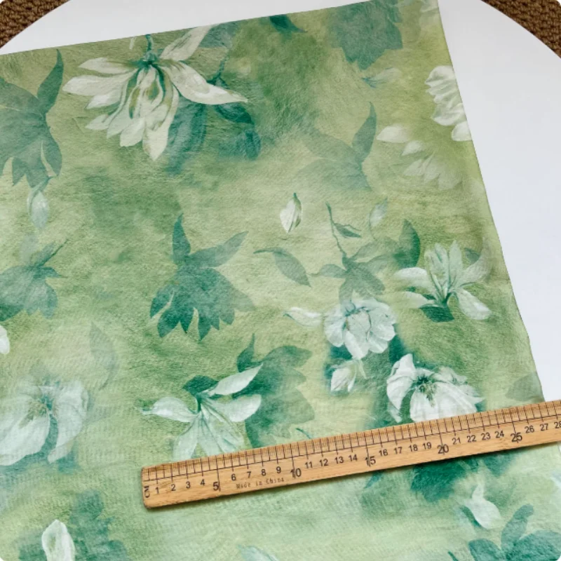 

Green Polyester Printed Fabric For Clothing Dress Skirt Handmade DIY Fabric