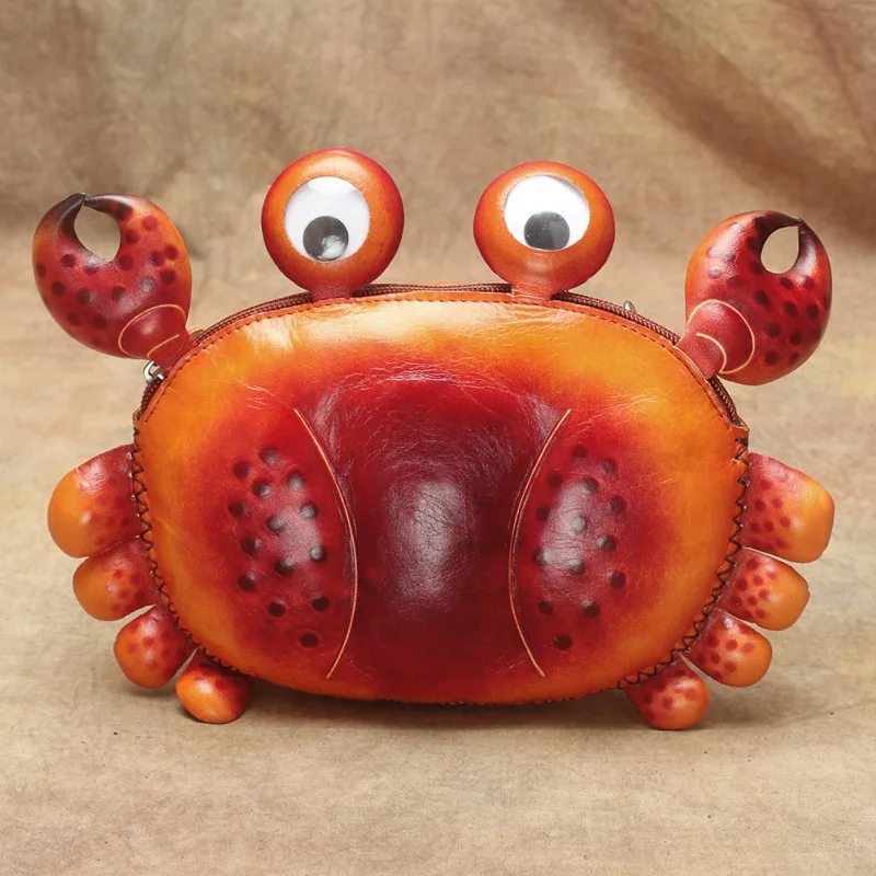 

Handplant tanned personality cute crab shoulder crossbody 6 inch mobile phone women bag cartoon animal coin purse