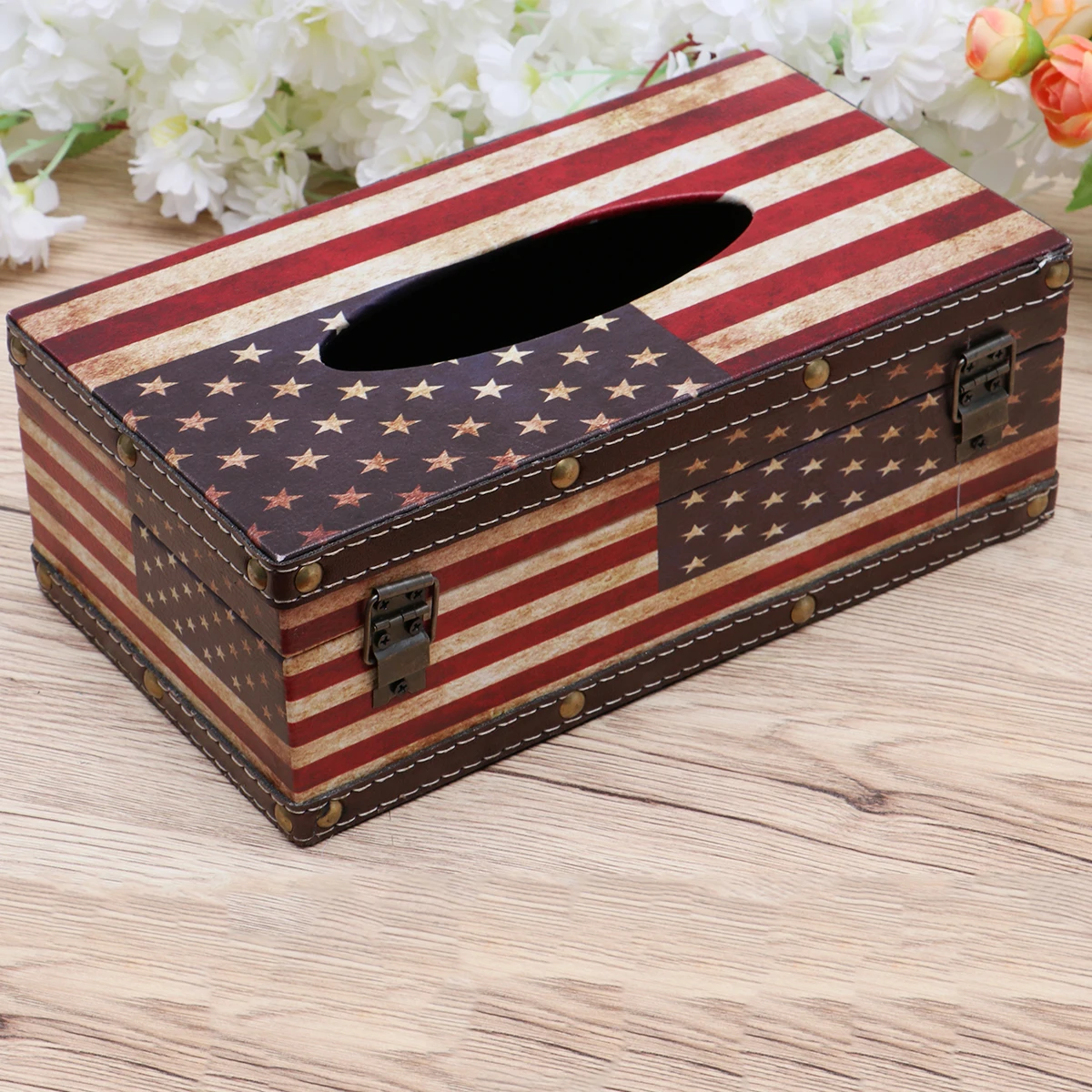 

Napkin Box Vintage Decor Wooden Tissue Holder Photo Bamboo Supplies Baby Square