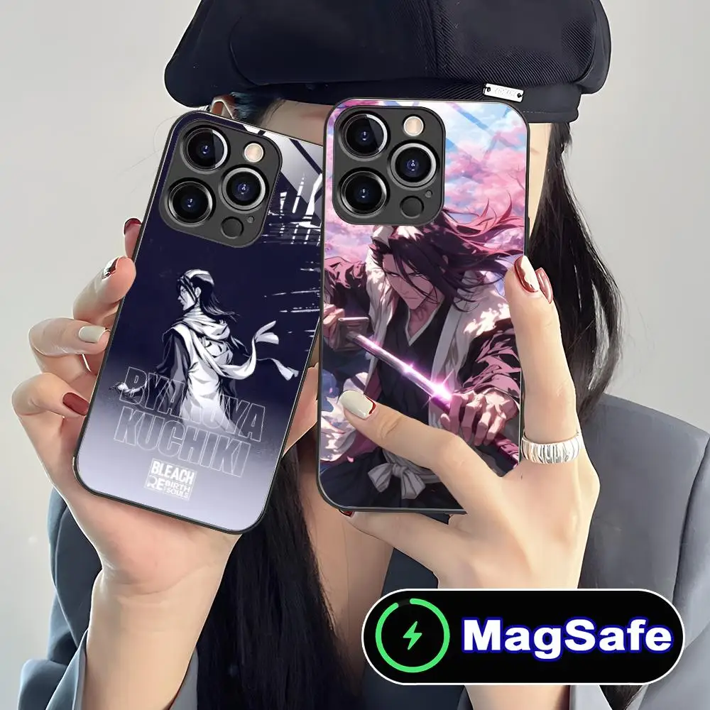 

Чехол для мобильного телефона MagSafe из стекла с дизайном Bleach Byakuya Kuchiki для iPhone 17 16 15 14 13 12 11 Air Pro Max Plus Mini, цветной
