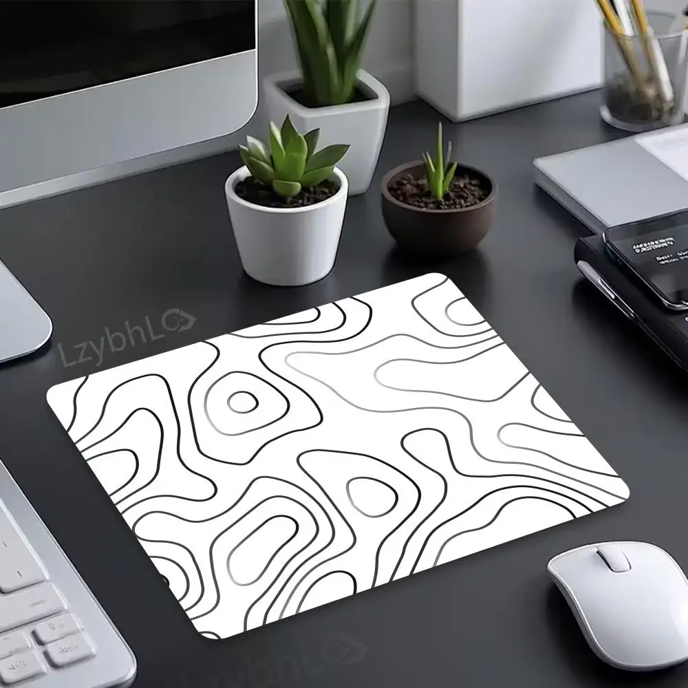 Black And White Strata Liquid Mouse Pad Small Gamer Rubber Desk Mat Gaming Office Accessories Mousepad Keyboard Game Table Mats