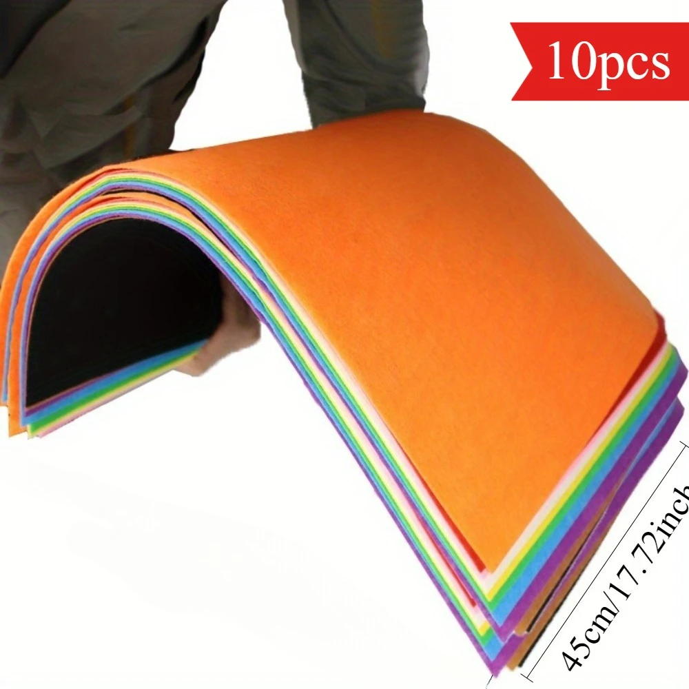 

10 шт. больших листов фетра 45x50 см, нетканый материал для рукоделия, шитья, пэчворка, школьных проектов, разные цвета, толщина 1 мм