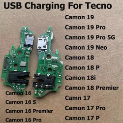 For Tecno Camon 19 18 18i 17 16 P Pro Premier 5G USB Charging Dock Connector Board PCB Container Port Flex Cable