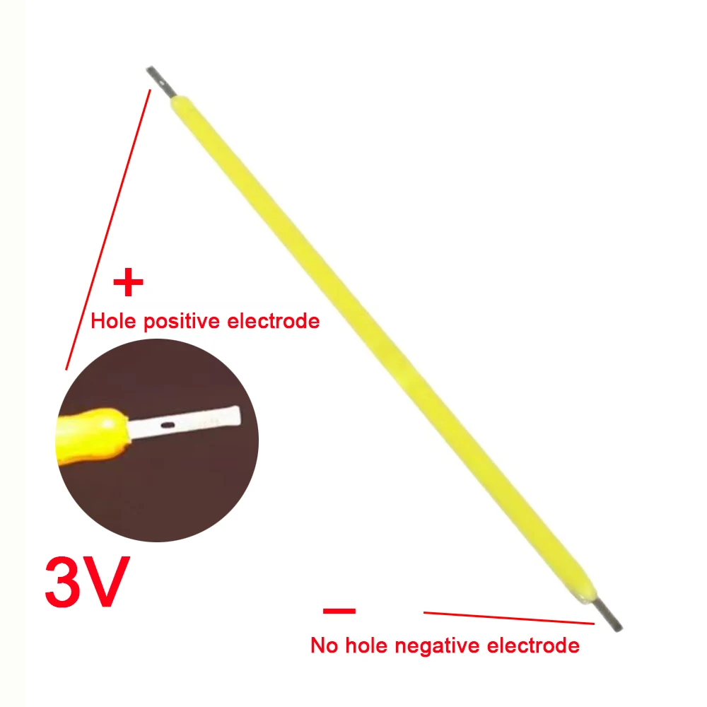 3V Ceramic Hard LED Filament DC3V 18.5mm 26mm 38mm 54mm 68mm COB Filament DIY Edison Bulb Diode Incandescent Light Decor Light