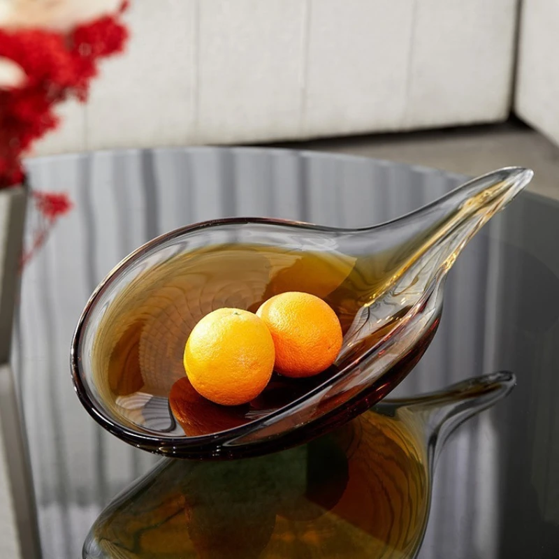 Modern European Style Handmade Irregular Amber Guide Tray Creative Sample Room Home Decor Living Room Coffee Table Fruit Bowl