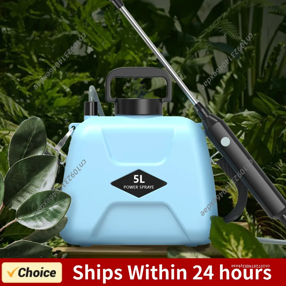 5L Plant Sprayer with 3 Mist Nozzles Rechargeable Retractable Wand Water Sprayer with Shoulder Strap for Yard Lawn and Garden