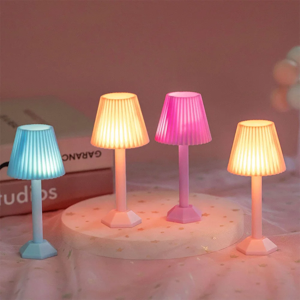 1:12 Dollhouse Miniature LED Night Light Floor Lamp Mini Desk Lamp Home Lighting Model Decor Toy Doll House Accessories