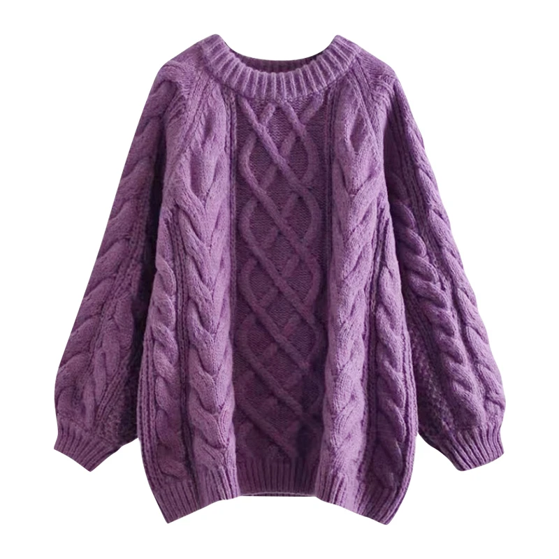

Retro Design round Top Sweet Straight Tube Autumn Winter Sweater Women's New Lazy Twist Japanese Sle