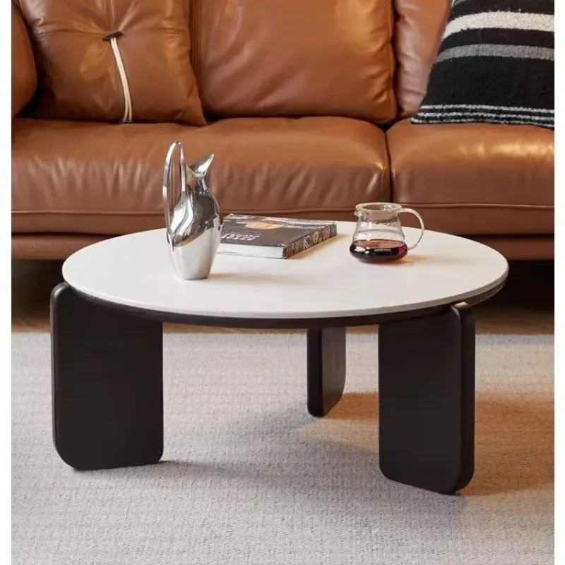 Light Luxury Solid Wood Slate Black Coffee Table  Simple Modern Small Apartment Home Nordic  Living Room Sofa Combination.