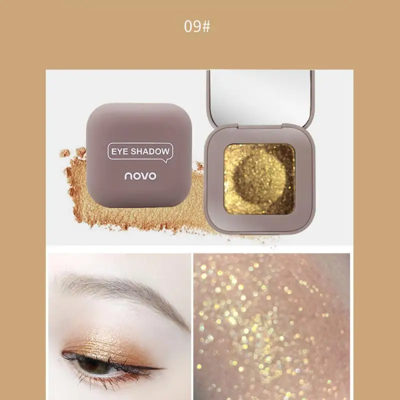 Novo-paleta de sombras de ojos individuales, purpurina polarizada de alto brillo, fuerte adherencia, fácil de llevar, maquillaje cosmético