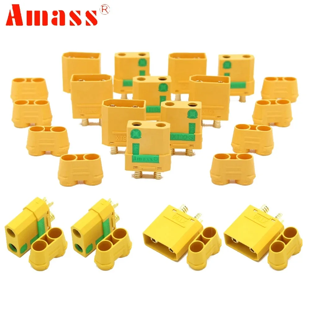 Amass XT90S XT90-S Anti-Spark Bullet Connector Male/Female For Lipo Battery Connector FPV Drone Quadcopter Car DIY Toys