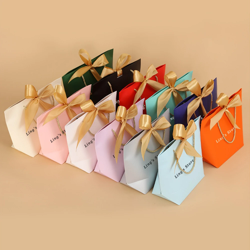 

50Pcs Personalized Jewelry Paper Gift Bag Wedding Bachelorette Party Cosmetic Packaging Handbag Travel Shopping Portable Pouches